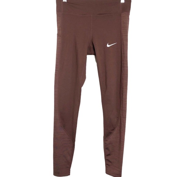 Nike Dri-Fit Women's Brown Leggings w/Inner Drawstring Back Zip Pocket Small - Picture 1 of 12